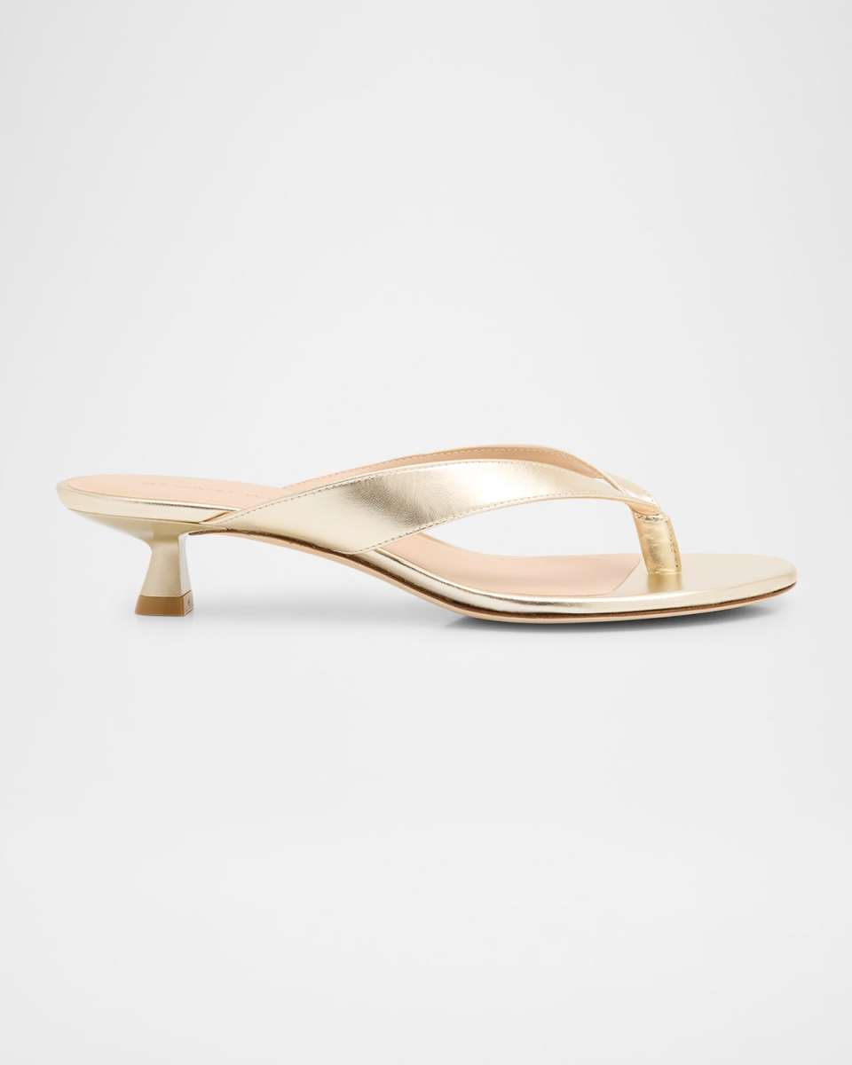 Rio Metallic Kitten-Heel Thong Sandals